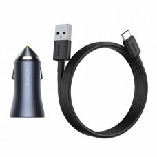 Автомобильное ЗУ Baseus Golden Contactor Pro Dual Quick Charger Car Charger 40W + кабель USB - Type-C 1m (TZCCJD-0G)