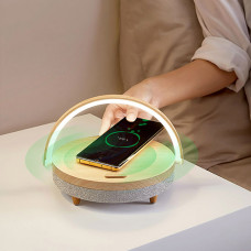 Колонка с функцией беспроводной зарядки EZVALO Wireless Charger Music Lamp (деревянный цвет)