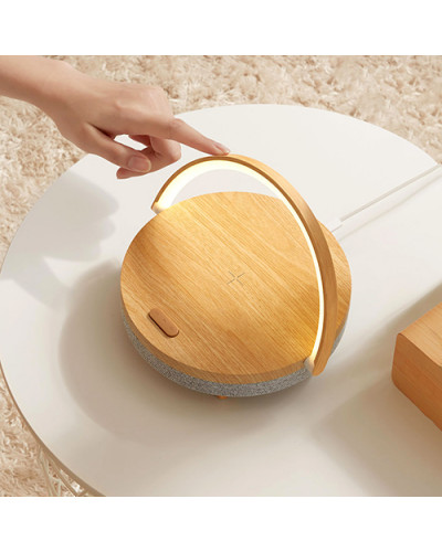 Колонка с функцией беспроводной зарядки EZVALO Wireless Charger Music Lamp (деревянный цвет)