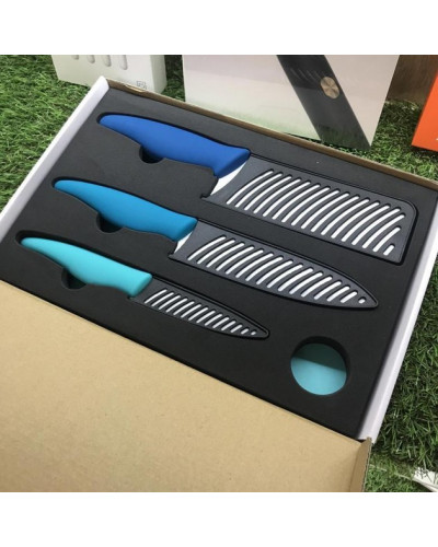 Набор ножей c разделочной доской Xiaomi Huohou Ceramic Knife Chopping Block Kit (HU0020, бирюзовый)
