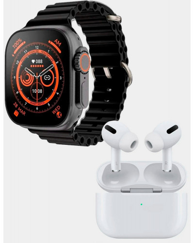 Умные часы Smart Watch 8 PRO Ultra + наушники (черный)